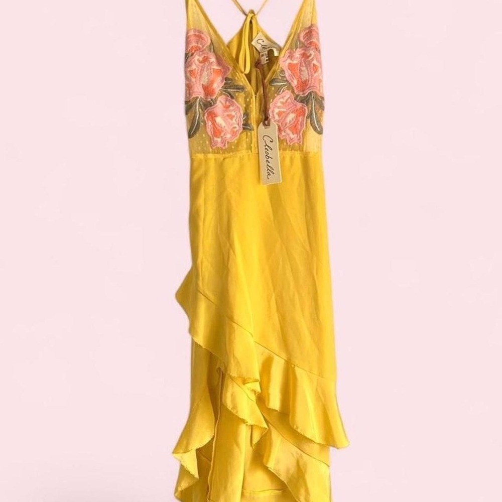 Cleobella Yellow Maxi Dress with Floral Embroidery size XS - NWT